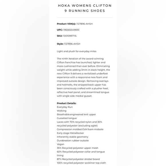 Hoka One One Clifton 9 Running Shoes Size 6.5 Amber Haze/ Sherbert - Picture 16 of 16